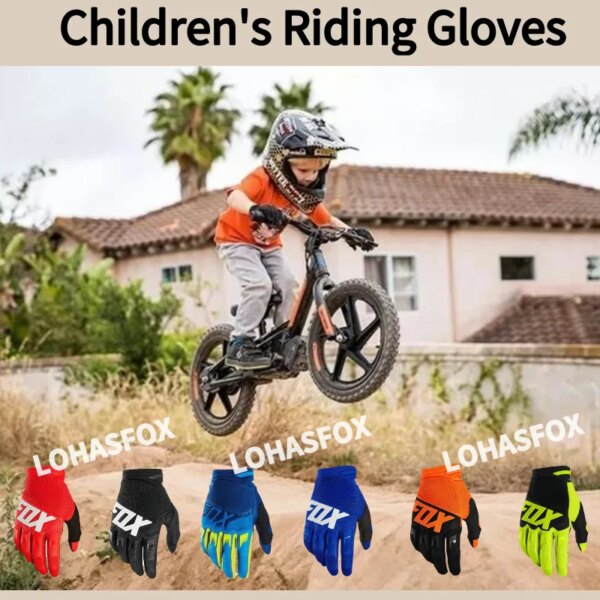 2024 LOHASFOX guantes de motocicleta, guantes de montar para niños, bicicleta de montaña para niños, Scooter de equilibrio, motocicleta, equipo de carreras para niños y niñas