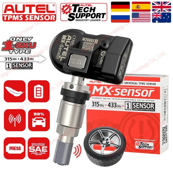 Autel-Sensor TPMS 2 en 1, herramientas de reparación de neumáticos MX, programación de Sensor TPMS con TS501 TS508 AUTEL 2024 MHZ 315MHZ EU US, novedad de 433