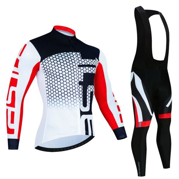 Conjuntos de camisetas de ciclismo profesional para hombre, conjunto de pechera de ciclismo de manga larga, ropa de bicicleta transpirable MBT, otoño, 2024