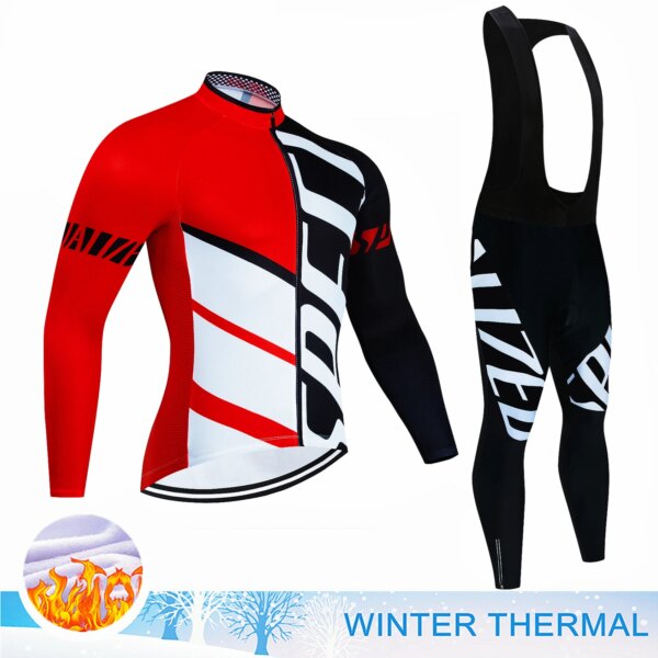 Conjunto de Jersey de Ciclismo de lana térmica profesional, Ropa de manga larga para bicicleta de montaña, Maillot, traje de Ciclismo, invierno, 2024