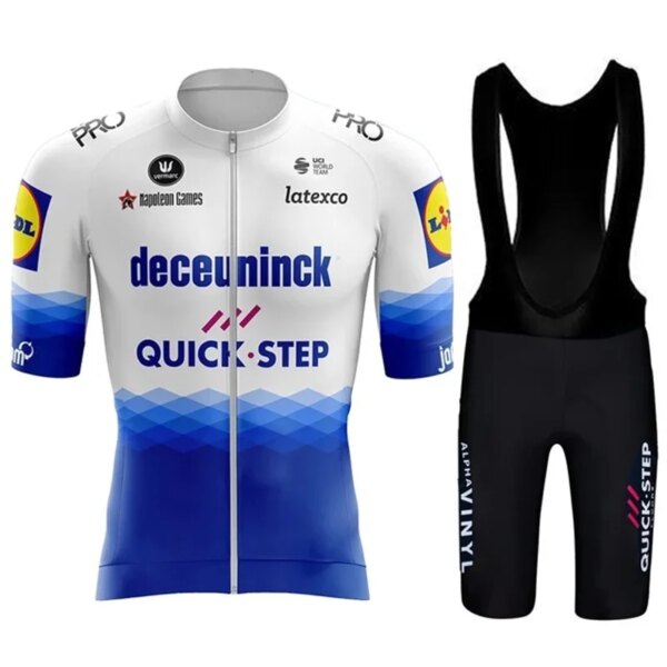 QUICK STEP Pro Team-ropa de ciclismo para hombre, Jersey, ropa completa, conjuntos para hombre de Mtb, conjunto de traje de verano, pantalones deportivos, 2024