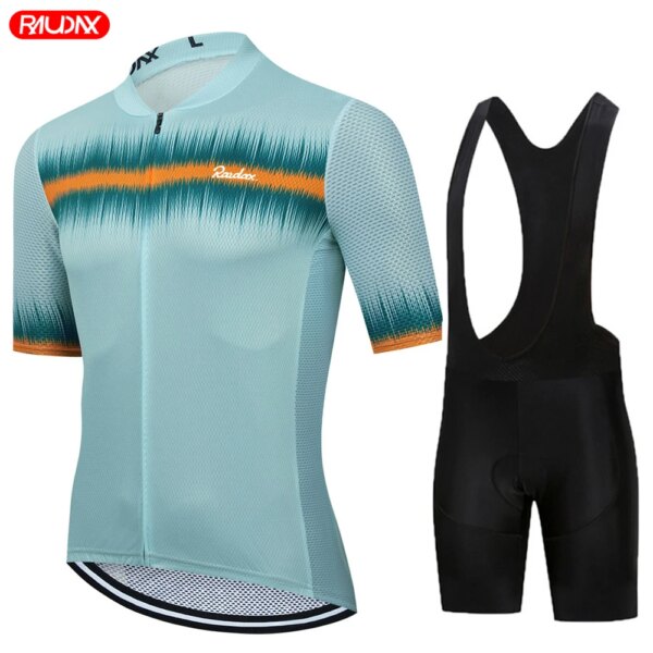 Raudax-Conjuntos de Jersey de manga corta para Hombre, Ropa de Ciclismo para Hombre, pantalones cortos con pechera de triatlón, uniforme para bicicleta, 2024