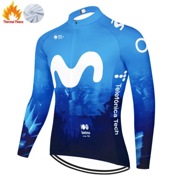 2024 movistar invierno polar 자전거의류 camisa ciclismo masculina ciclo jersey camiseta mtb maillot velo mtb의류 camisas ciclismo