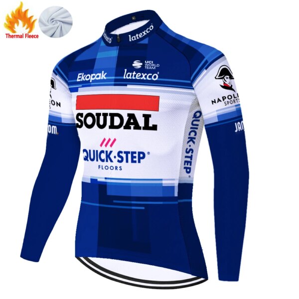 Quick Step-ropa térmica de lana para bicicleta, camisa de ciclismo masculina para ciclismo de montaña, ropa de enduro de manga larga para invierno, 2024