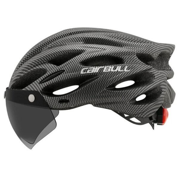 Casco ultraligero 230gCAIRBULL, casco de montaña de carretera moldeado integralmente con gafas de visera extraíbles, casco con luz trasera para bicicleta CB-26