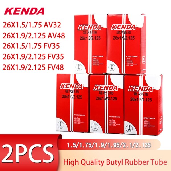 2 uds KENDA tubo interior de bicicleta 26 pulgadas 26*1,5 1,75 1,95 2,1 2.125 cámara válvula Schrader Presta 26er MTB tubos de bicicleta piezas de bicicleta