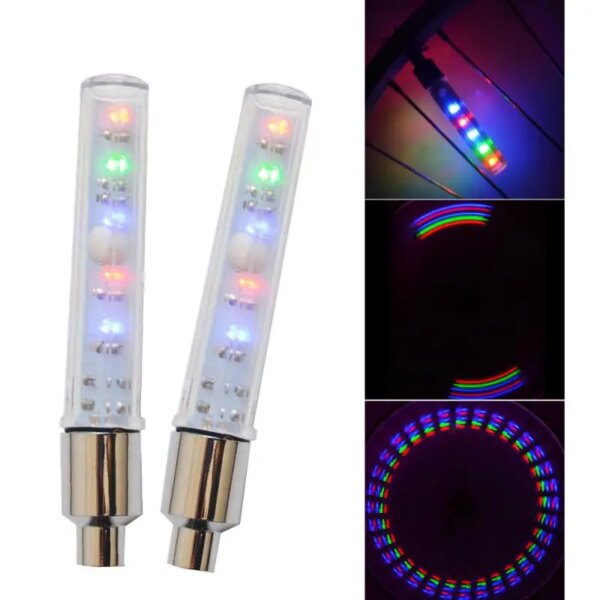 Luz LED para tapa de válvula de neumático de bicicleta, lámpara de radios, paseo nocturno, Motor de bicicleta, rueda, linterna, accesorios para bicicleta, 2 uds.