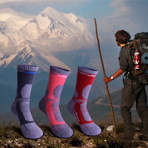 2 par/lote calcetines térmicos de invierno para caminar más gruesos hombres mujeres al aire libre senderismo esquí calcetín deporte calcetines térmicos para ciclismo montañero