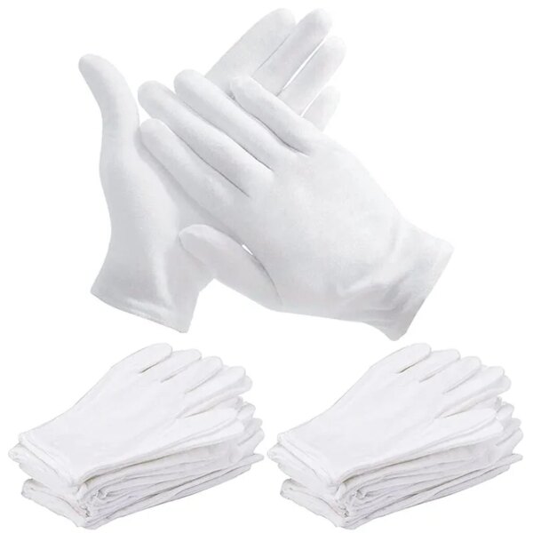 2 pares de guantes blancos de algodón, guantes con forro elástico grueso, guantes de limpieza, guantes de jardinería, guantes para joyería, guantes de trabajo para el hogar