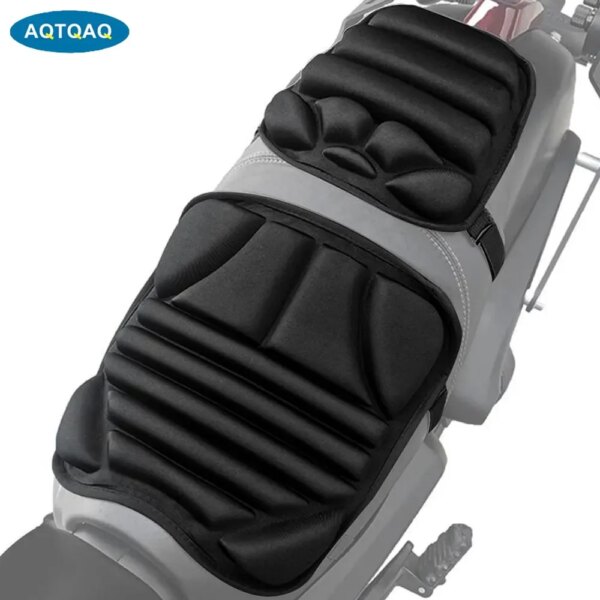 2 unids/set cojín de asiento de motocicleta, cojín de asiento de bicicleta de pasajero 3D, asiento de protección de asiento de cojín de aire resistente al agua y absorbente de golpes