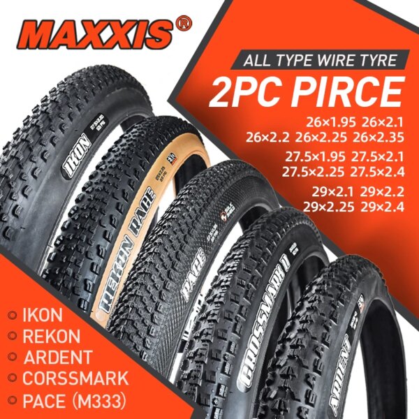 2 uds MAXXIS 26 neumático de bicicleta 26*1,95/2,1/2,25 27,5*1,75/1,95/2,1/2,25 29 MTB neumático de bicicleta de montaña PACE REKON IKON neumático de alambre de acero