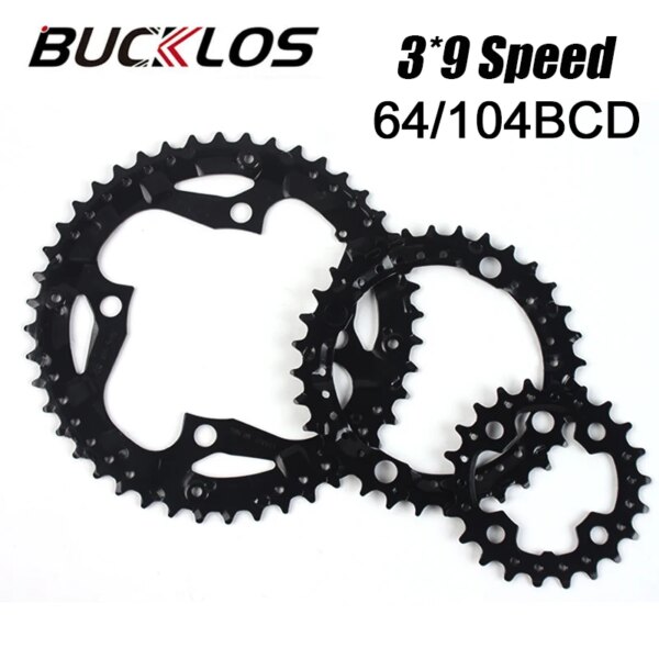 Plato de bicicleta de 3x9 velocidades, 104/64BCD, anillo de cadena de bicicleta 22T 32T 44T, rueda dentada de 27 velocidades, pieza de bielas de bicicleta de montaña