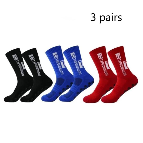 Calcetines de fútbol antideslizantes para hombre, medias de baloncesto con agarre para deportes al aire libre, 38-45, 3 pares