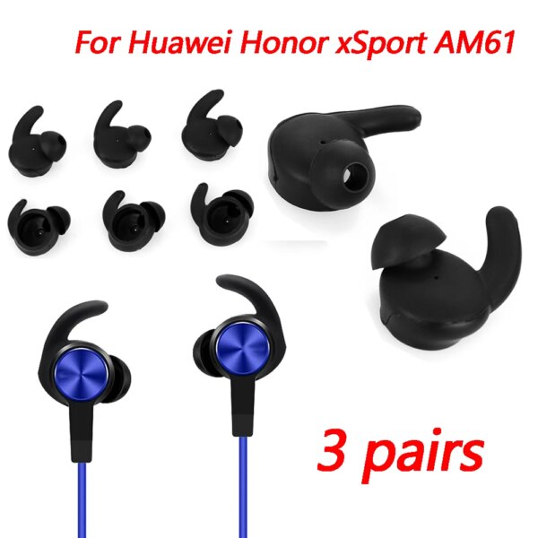 3 pares de puntas para auriculares, funda de silicona, accesorios suaves para auriculares Huawei Honor xSport AM61, auriculares Bluetooth