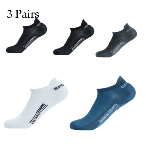 3 pares de calcetines de hombre de alta calidad de algodón deportes de verano calcetines tobilleros transpirables de malla Casual atlético corte fino corto de talla grande 39-48