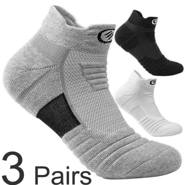 Calcetines deportivos para correr para hombre y mujer, medias de algodón con absorción de impacto, calcetines de baloncesto, zapatillas hasta la rodilla, 3 pares