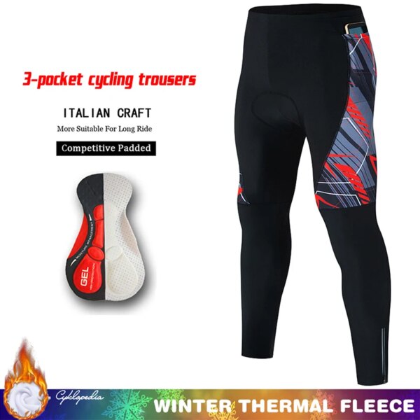 Pantalones con pechera de ciclismo para hombre, pantalones térmicos de invierno con 3 bolsillos, medias para bicicleta de montaña, almohadilla de Gel 5D, equipo de ciclismo