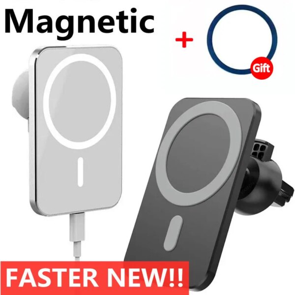 Cargador inalámbrico magnético para coche macsafe de 30W para iPhone 12, 13, 14, 15 pro max, mini soporte para teléfono con ventilación de aire, carga rápida para coche