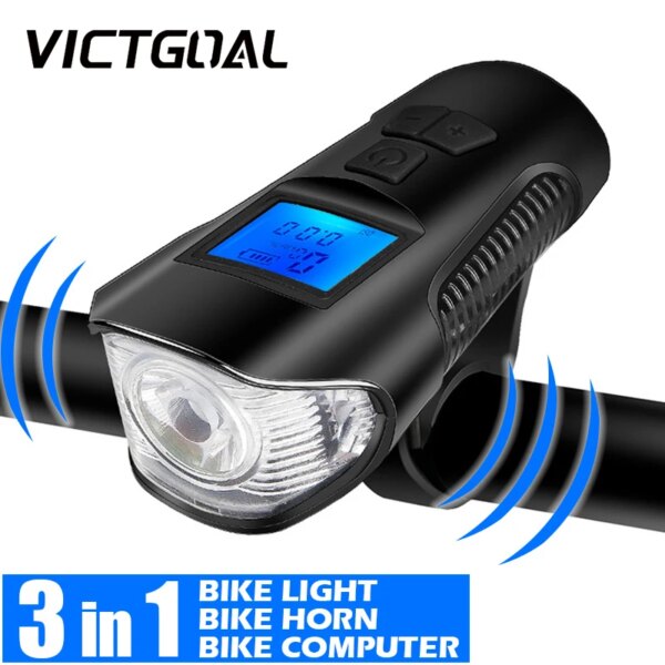 Luz de bicicleta 3 en 1 con bocina, faro USB para ordenador, linterna LED, lámpara frontal, juego de luces para bicicleta eléctrica de montaña, accesorios para ciclismo