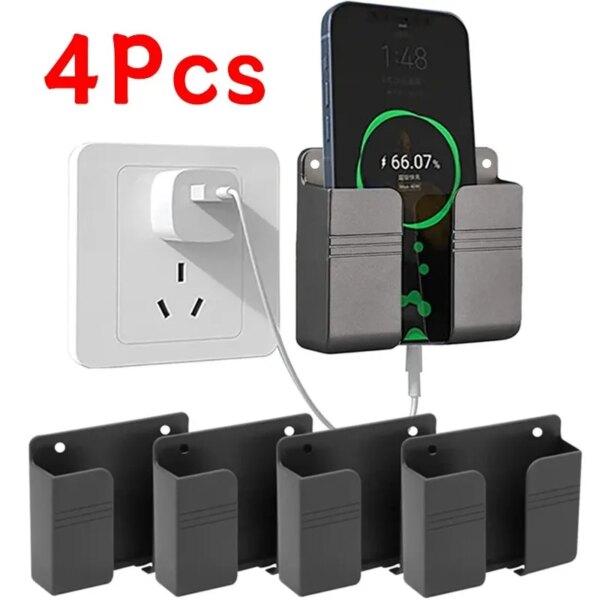 Soporte multifunción para teléfono, caja de almacenamiento organizadora montada en la pared, soporte organizador de carga con Control remoto, 4-1 Uds.
