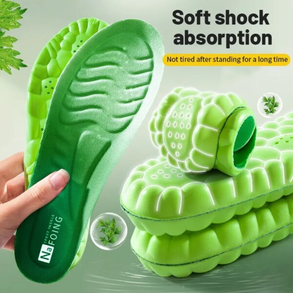 Plantillas deportivas 4D para pies, almohadillas de zapatos súper suaves de alta elasticidad, cojín desodorante antidolor, plantillas para correr con soporte para arco