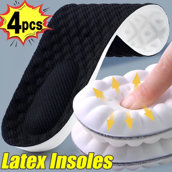 Plantillas de espuma con memoria de látex para hombre, almohadillas suaves para zapatos, plantilla deportiva ortopédica transpirable, cojín para el cuidado de los pies, 4 Uds.