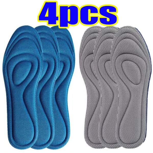 Plantillas ortopédicas de espuma viscoelástica para zapatos, plantilla desodorización Nano antibacteriana para zapatos, cojín para correr con absorción de sudor, 4 Uds.