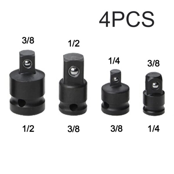 Juego reductor de adaptador convertidor de enchufe, herramientas de reparación de adaptador de enchufe de impacto de 1/2 a 3/8, 3/8 a 1/4, 3/4 a 1/2, 4 Uds.