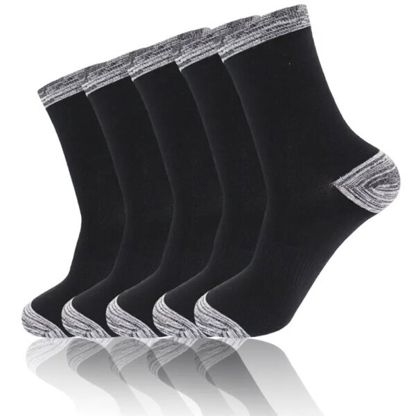 5 pares de calcetines de invierno para hombre, calcetines largos de algodón negros para ocio, negocios, caminar, correr, senderismo, calcetines térmicos para hombre de talla grande