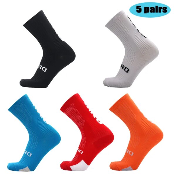 5 pares de calcetines profesionales transpirables para bicicleta de carreras deportes al aire libre hombres y mujeres calcetines de Ciclismo de Carretera calcetines ciclismo hombre