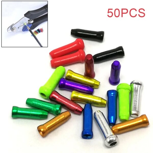 50 unids/set de tapa de extremo de Cable de freno de bicicleta para MTB, palanca de cambio de freno de bicicleta de carretera, desviador, punta de Cable interno, accesorios para bicicleta de ciclismo