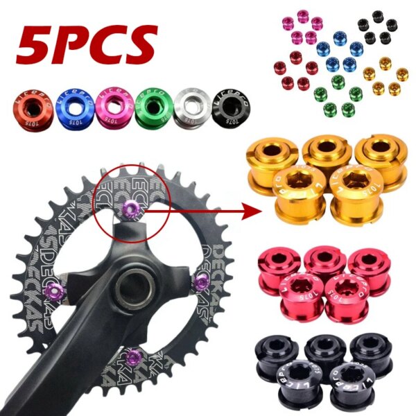 5 uds pernos de plato tornillos de placa MTB pernos de bielas simples/dobles 6,5mm tornillo de rueda de cadena pieza de manivela accesorios de ciclismo