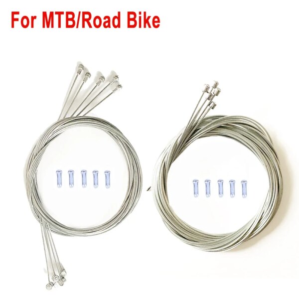 5 uds MTB bicicleta de carretera de montaña cambio de marchas de bicicleta Cable interno de freno Cable de línea 2M de longitud Cable de palanca con tapa final