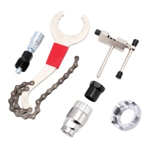 Kit de herramientas de reparación de bicicletas, cortador de cadena de manivela, soporte Extractor, llave extractora de rueda libre, accesorios para bicicleta, 6 uds.