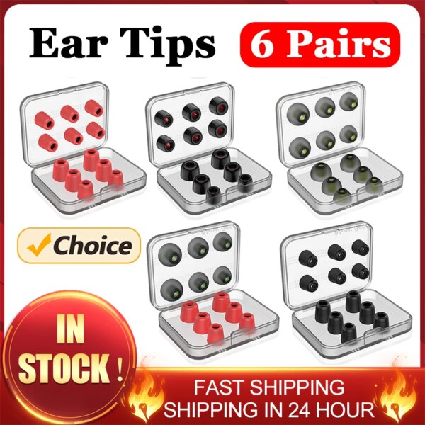 6 pares (12 uds) de almohadillas de repuesto para auriculares KZ originales, tapones para los oídos con aislamiento de ruido, almohadillas para los oídos de espuma viscoelástica para auriculares