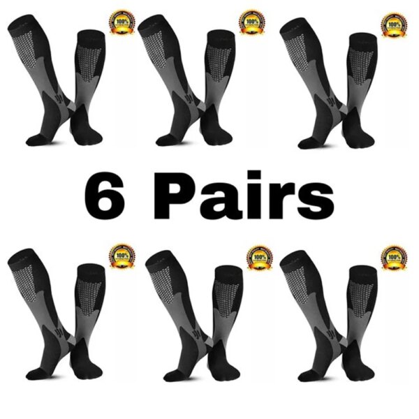 Calcetines de compresión para hombre y mujer, medias elásticas con soporte para piernas de 30 MmHg, para correr, deportes, Edema de venas varicosas, 6 pares