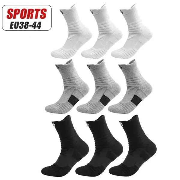 6 par/lote calcetines de algodón deportivos para hombre calcetines de tubo medio transpirables antideslizantes absorbentes calcetines de compresión de baloncesto de fútbol al aire libre