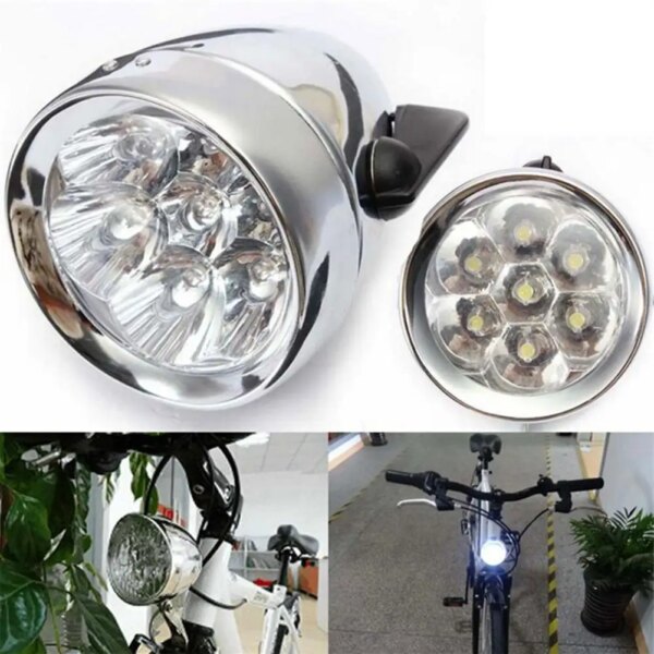 Faro de bicicleta Retro Vintage 7led, resistente al agua, resistente a los arañazos, lámpara de luz delantera para bicicleta para montar de noche