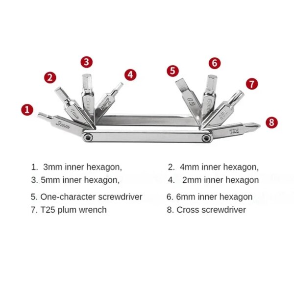 Kit de herramientas de reparación de bicicletas 8 en 1, destornillador para bicicleta de montaña y carretera, llave hexagonal plegable para radios, juego de herramientas para bicicleta de montaña