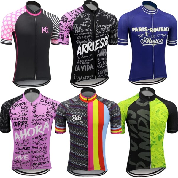 9 estilos de verano ciclismo Jersey para hombres de manga corta reflectante MTB Maillot Downhill Pro Team ropa de bicicleta de montaña