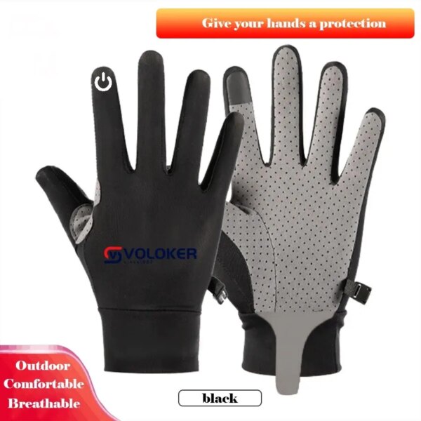 Un par de guantes para exteriores de primavera y verano para hombres y mujeres, guantes antideslizantes y transpirables para montar con pantalla táctil, guantes con dedos completos