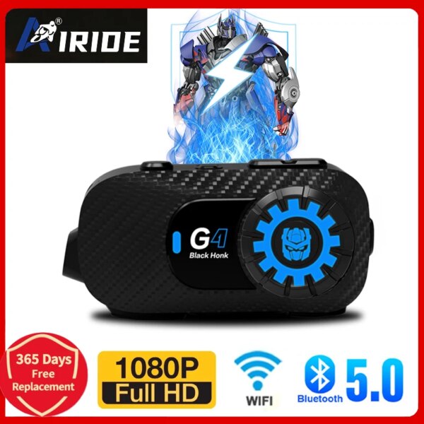 AIRIDE G4-auriculares para casco de motocicleta, intercomunicador con Bluetooth 5,1, WiFi, lente de 1080P, grabadora de vídeo, impermeable, para compartir música