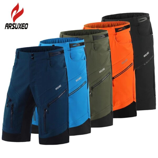 ARSUXEO bicicletas pantalones cortos de ciclismo para hombre pantalones cortos deportivos de forma suelta MTB bicicleta de montaña cuesta abajo bicicleta pantalones cortos de triatlón