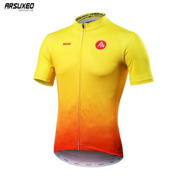 ARSUXEO-Camiseta de ciclismo para hombre, Maillot, camiseta para bicicleta de montaña, equipo profesional de descenso, ropa para bicicleta de montaña, Color degradado