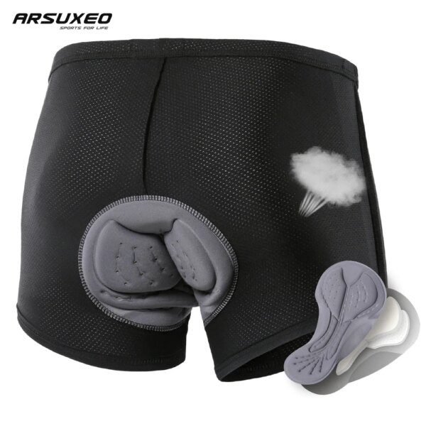 ARSUXEO-ropa interior de ciclismo para hombre, pantalones cortos de ciclismo, mallas de compresión para bicicleta, calzoncillos acolchados de Gel a prueba de golpes