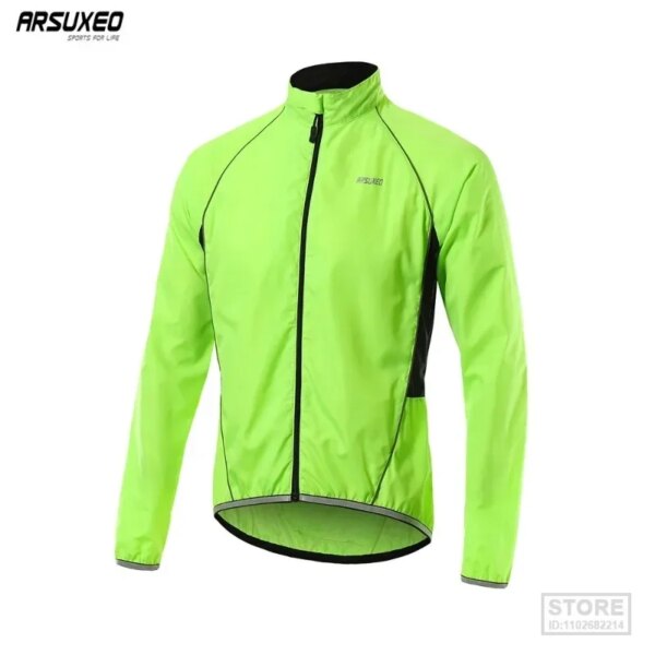 ARSUXEO-cortavientos para ciclismo para hombre, chaqueta cortavientos impermeable para bicicleta de montaña, ropa de ciclismo de montaña, abrigo reflectante para el viento 013