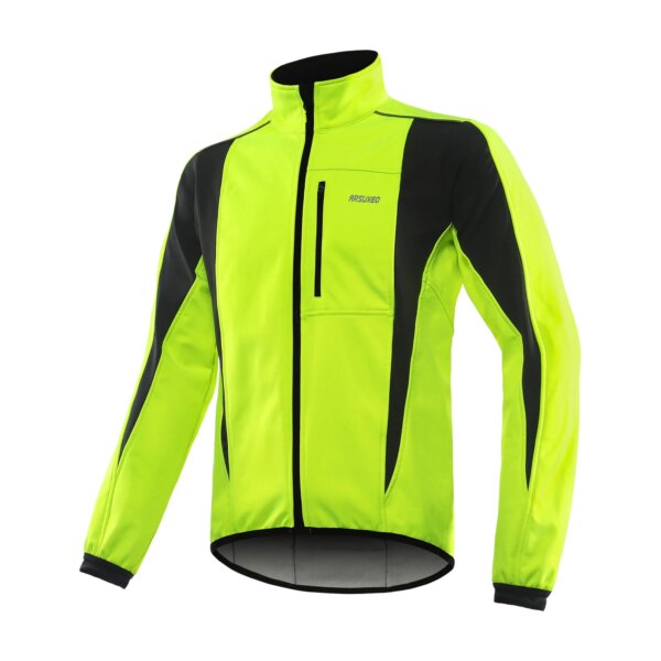 ARSUXEO Chaqueta de ciclismo para hombre, cortavientos de invierno, para correr, senderismo, bicicleta, abrigo térmico de lana, Golf, Softshell, resistente al viento, impermeable