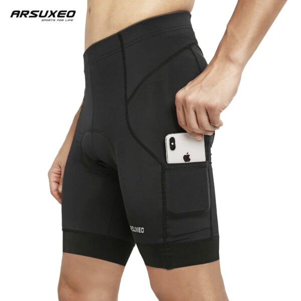 ARSUXEO Pantalones cortos de ciclismo para hombre, mallas acolchadas para bicicleta, pantalones cortos ajustados para bicicleta MTB Moutain a prueba de golpes con bolsillos, ropa de ciclismo