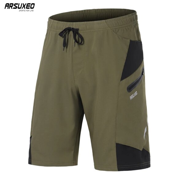 ARSUXEO pantalones cortos MTB para hombre, pantalones cortos de Ciclismo de descenso con almohadilla, ropa interior a prueba de golpes, ropa para bicicleta de montaña, Ciclismo B2203