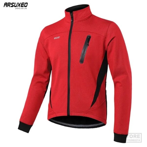 ARSUXEO-Chaqueta térmica para ciclismo para hombre, ropa polar cálida para invierno, cortavientos, impermeable, impermeable para motocicleta y bicicleta